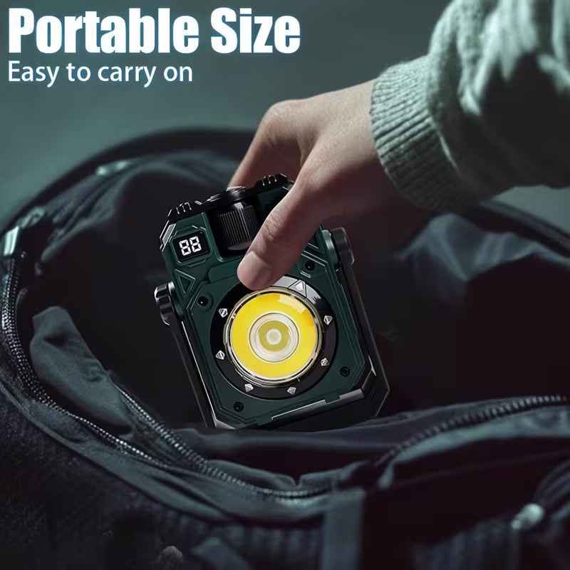 Multifunctional LED Work Light with Rechargeable Solar Panel and Magnetic Base