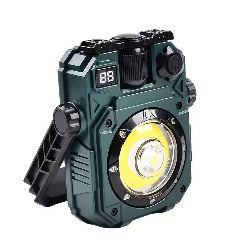 Multifunctional LED Work Light with Rechargeable Solar Panel and Magnetic Base