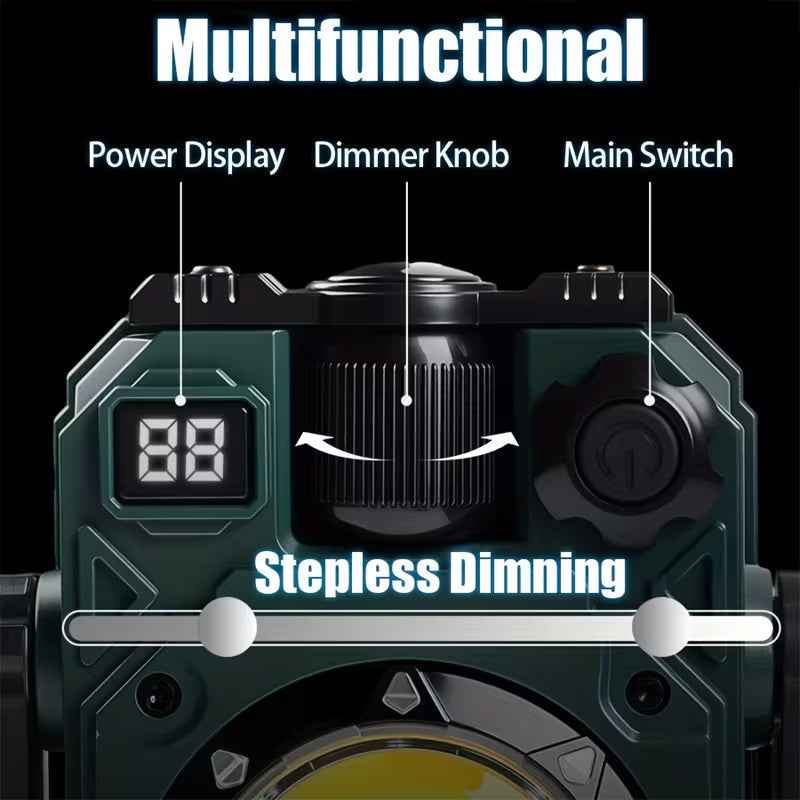 Multifunctional LED Work Light with Rechargeable Solar Panel and Magnetic Base