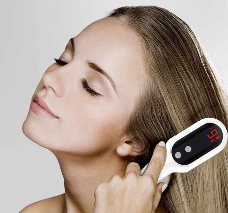 Electric Head Massager with Magnetic Therapy, Hair Growth Comb, Blue Red Light Scalp Massage Brush, Fatigue Relief with LED Display