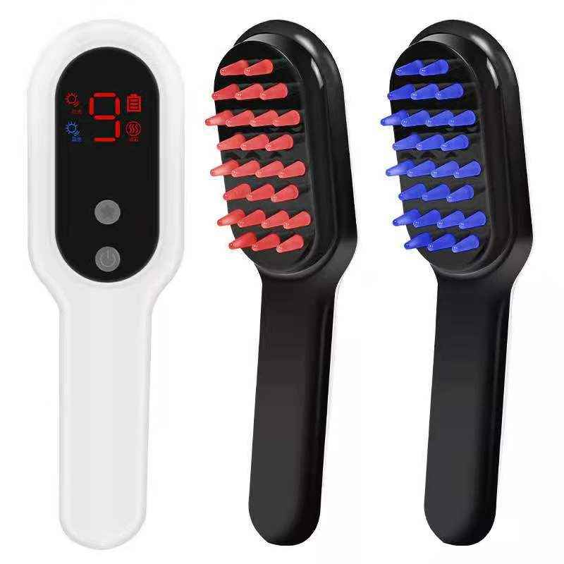 Electric Head Massager with Magnetic Therapy, Hair Growth Comb, Blue Red Light Scalp Massage Brush, Fatigue Relief with LED Display
