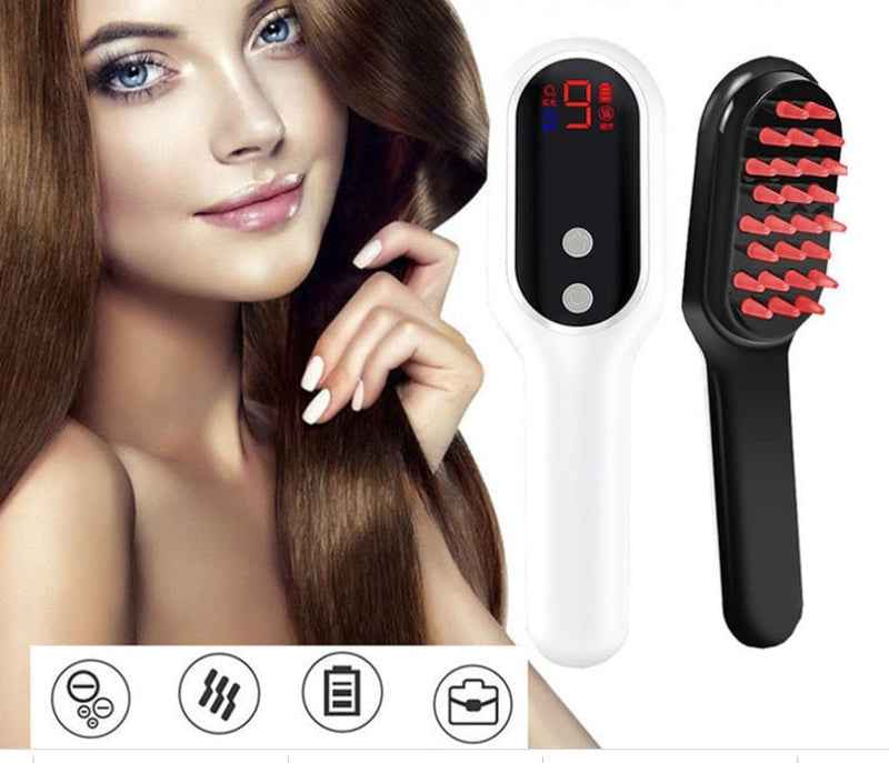 Electric Head Massager with Magnetic Therapy, Hair Growth Comb, Blue Red Light Scalp Massage Brush, Fatigue Relief with LED Display