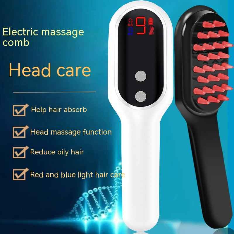 Electric Head Massager with Magnetic Therapy, Hair Growth Comb, Blue Red Light Scalp Massage Brush, Fatigue Relief with LED Display