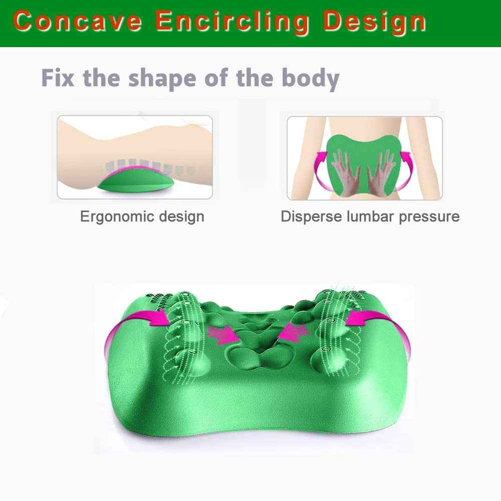 Lumbar Support Pillow & Lower Back Stretcher Massager for Chronic Pain Relief & Herniated Disc