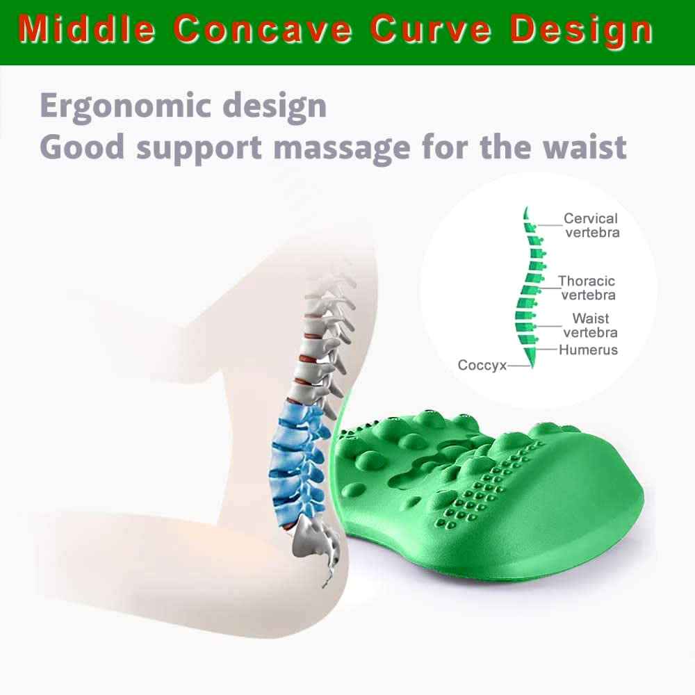 Lumbar Support Pillow & Lower Back Stretcher Massager for Chronic Pain Relief & Herniated Disc