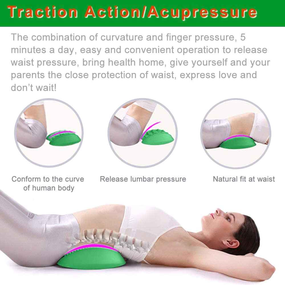 Lumbar Support Pillow & Lower Back Stretcher Massager for Chronic Pain Relief & Herniated Disc