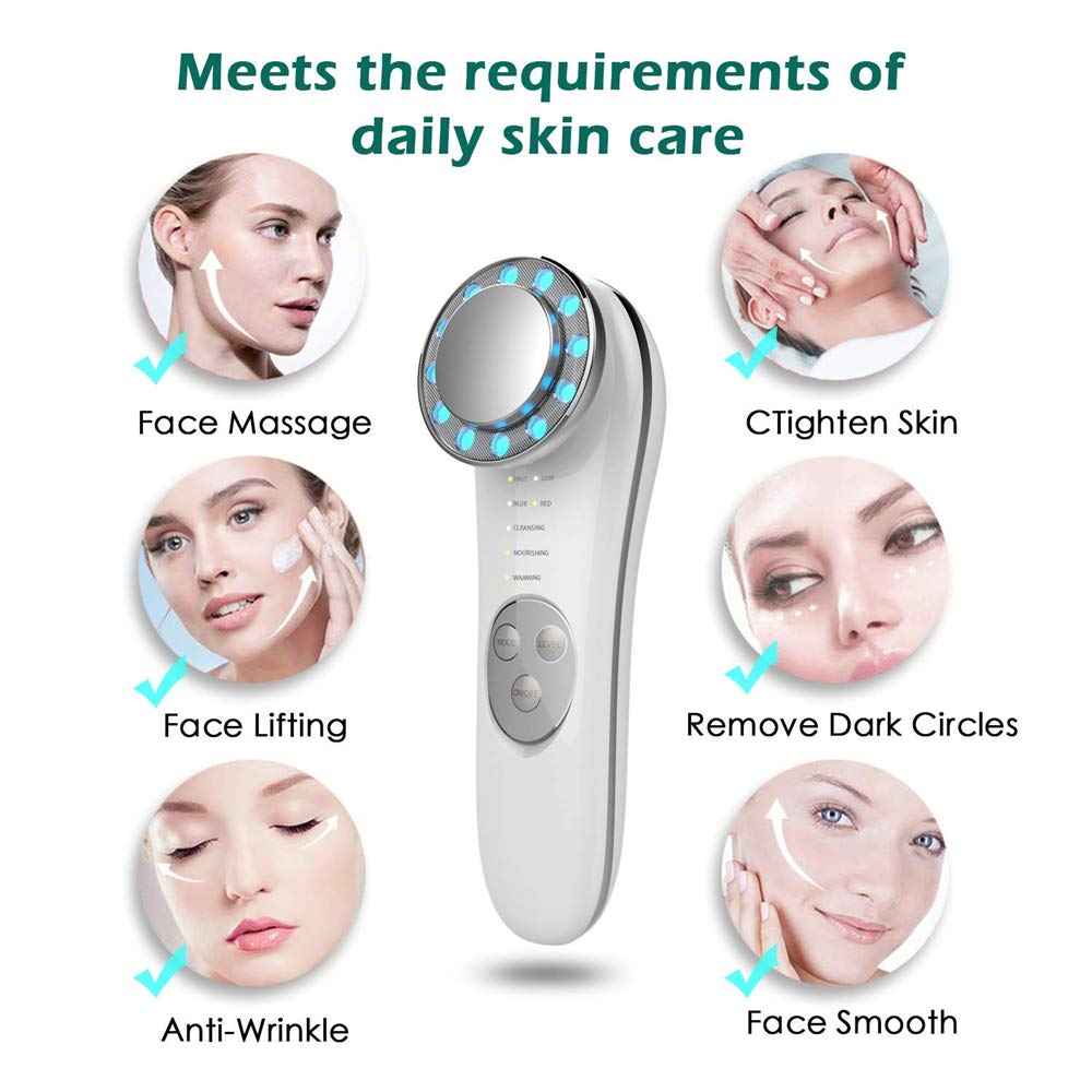 Facial Massager Machine - 7 In 1 Face Lifting and Tightening Galvanic Tool for High Frequency Skin Care