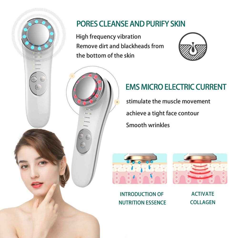 Facial Massager Machine - 7 In 1 Face Lifting and Tightening Galvanic Tool for High Frequency Skin Care